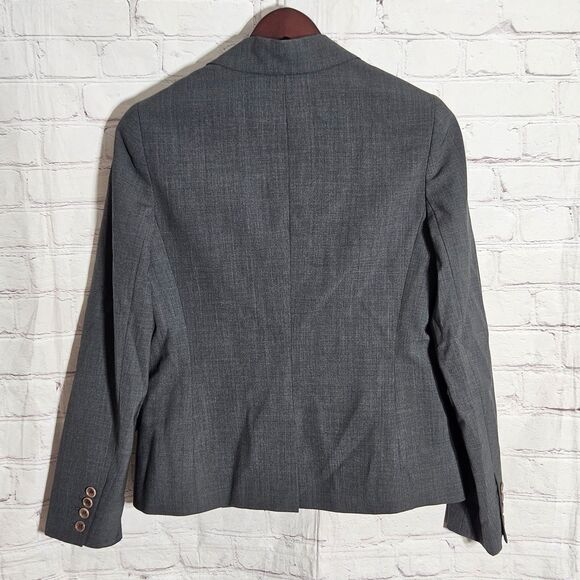 Theory Womens 12 Suit Set Blazer Pants Gray Wool Blend 2 Piece 1 Button Gray - Picture 5 of 16